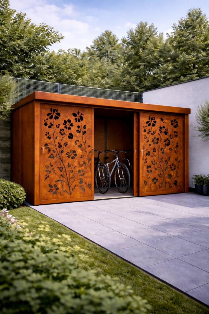 Modulaire cortenstaal fietsenstalling, Ophalen, Zo goed als nieuw, Metaal, Overige typen