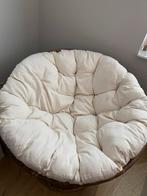 Loungestoel Papasan met crèmekleurig kussen, Overige kleuren, Riet of Rotan, Ophalen of Verzenden, Zo goed als nieuw