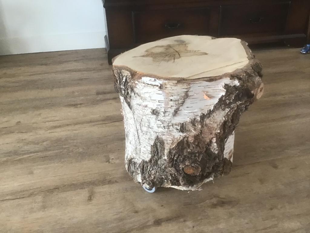 Boomstam tafel op wielen, Ophalen of Verzenden, Zo goed als nieuw