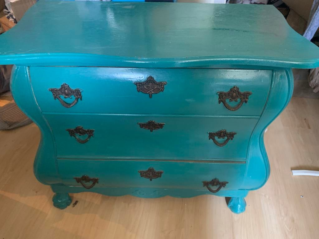 Vintage ladekast in turquoise, Antiek en Kunst, Verzenden