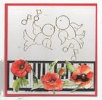 3D Kaart Hobbydots - 5  Vogeltjes met piano en bloemen, Ophalen of Verzenden, Nieuw, Overige thema's