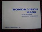 Honda SA50 Vision 1992 scooter instructie boekje conducteur, Ophalen of Verzenden, Gebruikt