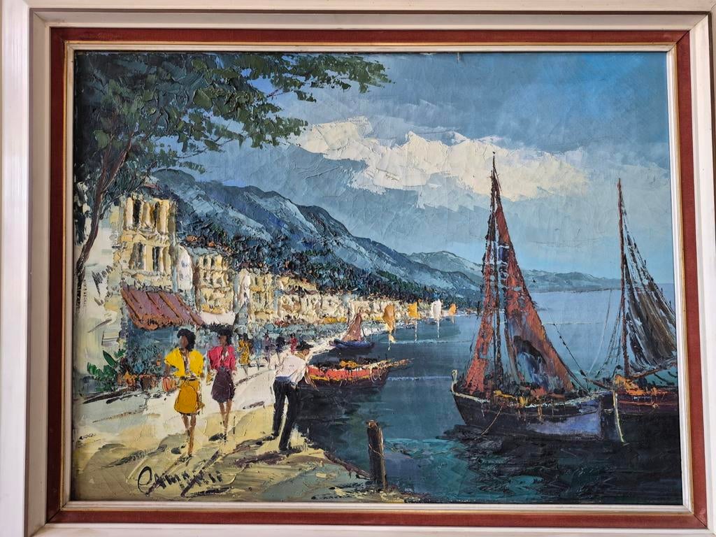 Havenzicht door Jan Bévort, Antiek en Kunst, Ophalen of Verzenden