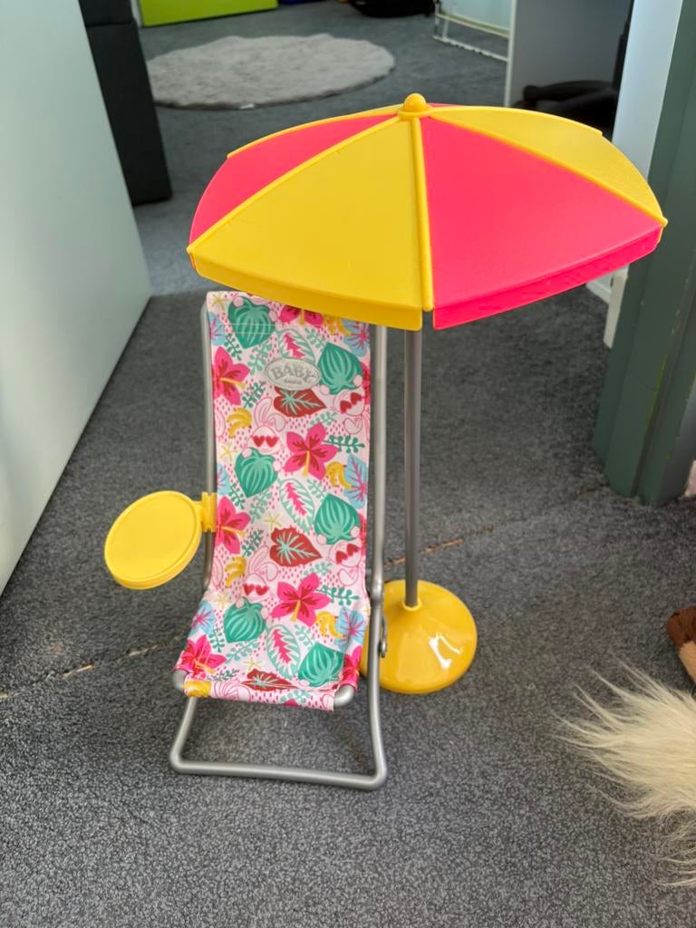 Baby born strandstoel+ parasol, Ophalen, Zo goed als nieuw, Babypop