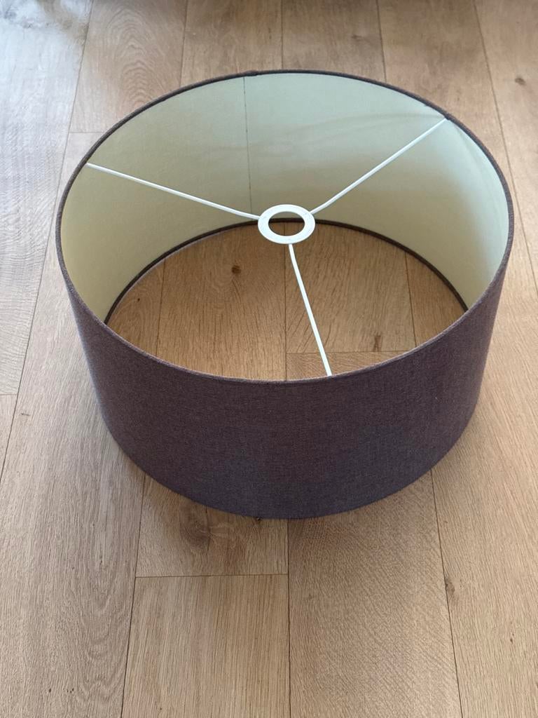 Bruine stoffen lampenkap 50 cm, geschikt voor E27 fitting, Rond, Ophalen of Verzenden, Zo goed als nieuw, Bruin