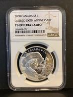 Canada $1 Quebec 400e verjaardag PF69, Ophalen of Verzenden, Losse munt, Zilver