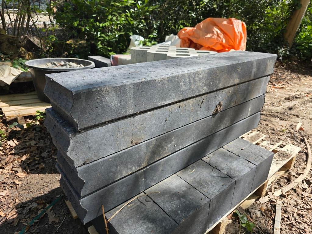 4x Opsluitbanden 100x20x10cm - Grijs antraciet Beton, Ophalen, Gebruikt, Overige typen, Minder dan 5 m²
