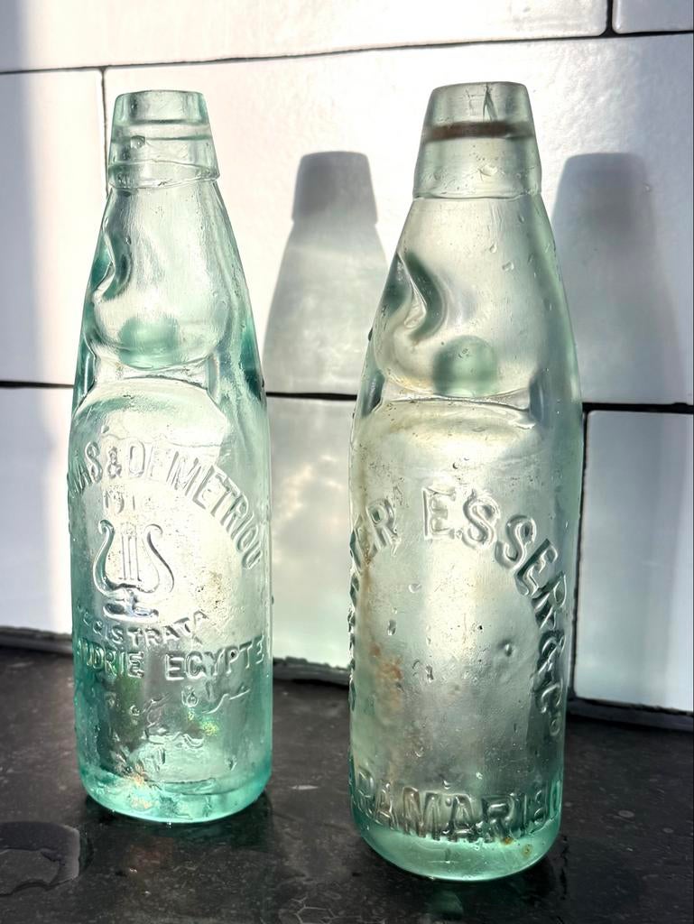 Twee antieke soda / kogelflessen, Antiek en Kunst, Ophalen of Verzenden