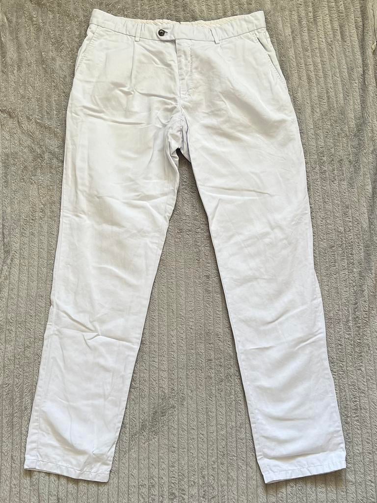 SuitSupply broek maat 52 licht lila/wit katoen linnen chino, Kleding | Heren, Ophalen of Verzenden, Zo goed als nieuw, Maat 52/54 (L)