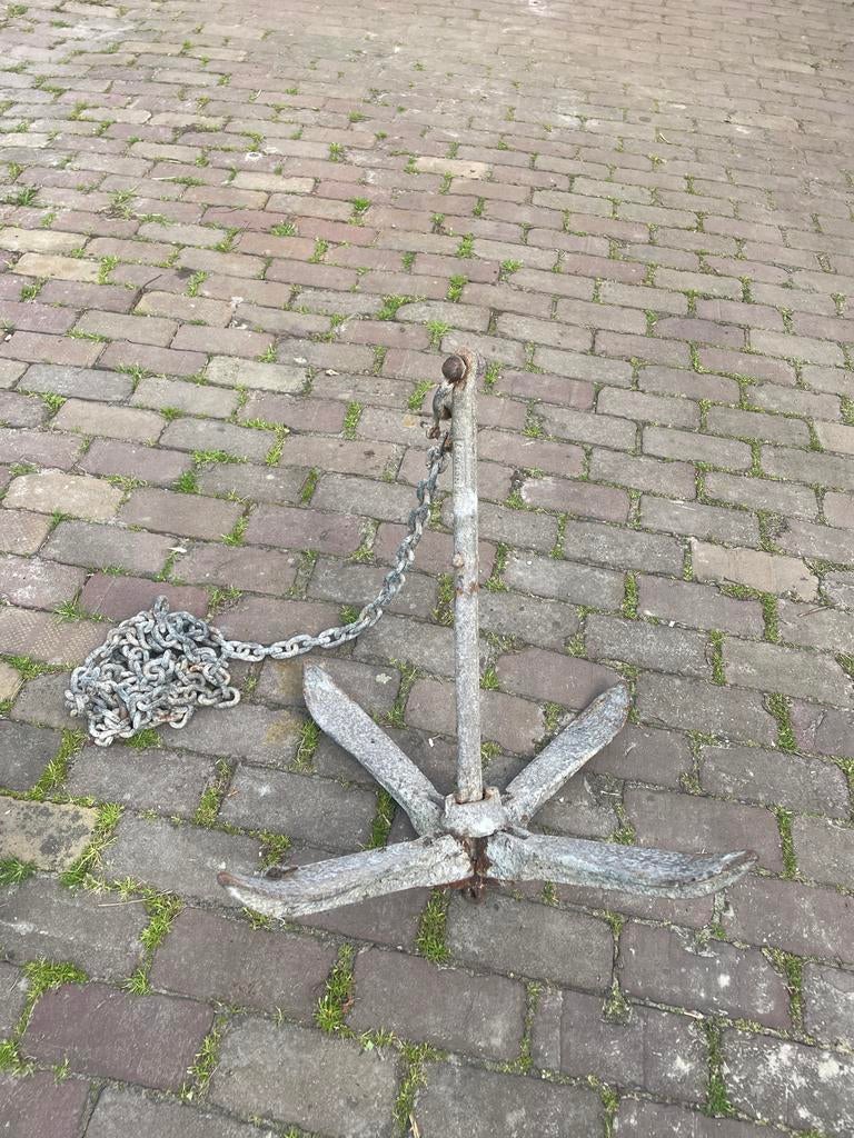 Gegalvaniseerd anker met ketting, Ophalen of Verzenden, Gebruikt, Overige typen