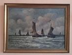 Schilderij zeezicht vissers botters op weg naar de kust 1910, Antiek en Kunst, Kunst | Schilderijen | Klassiek, Ophalen