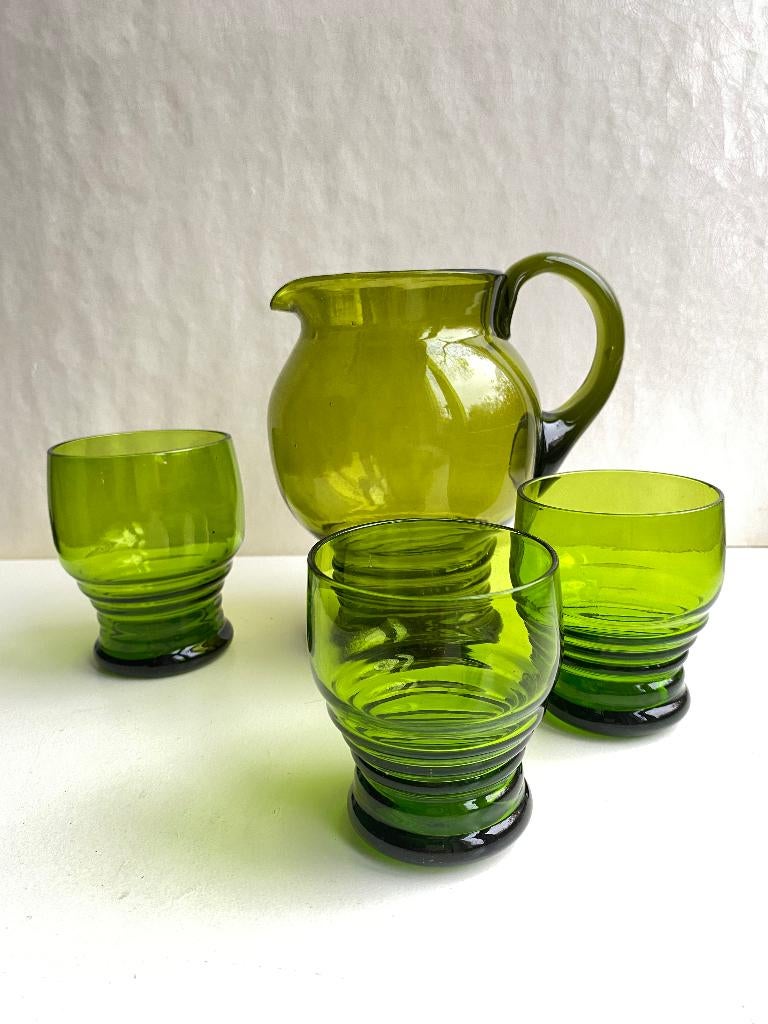 Antiek waterstel Radio Kristal unie glas, WJ Rozendaal, 1933, Antiek en Kunst, Antiek | Glas en Kristal, Ophalen of Verzenden