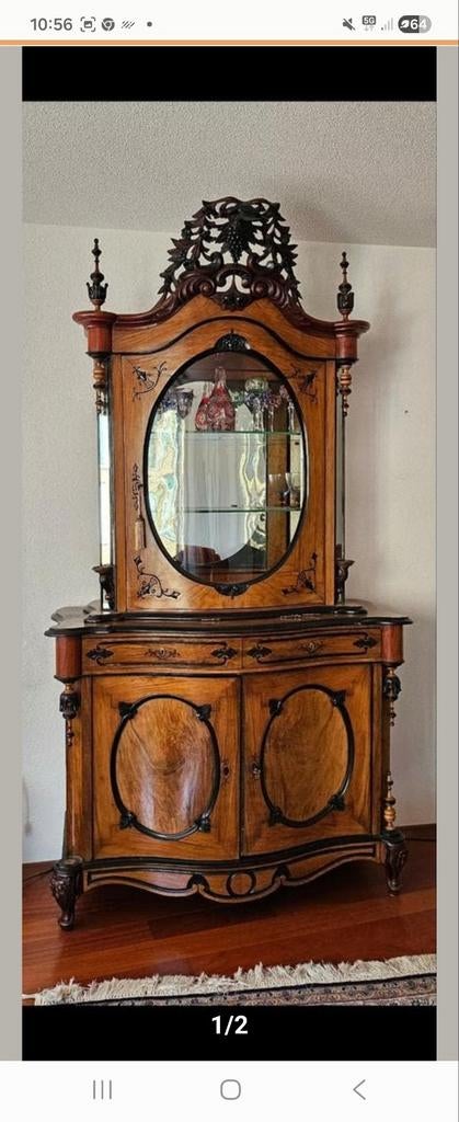 In prijs verlaagd! Antieke Biedermeier Vitrinekast / Bonheur, Ophalen of Verzenden