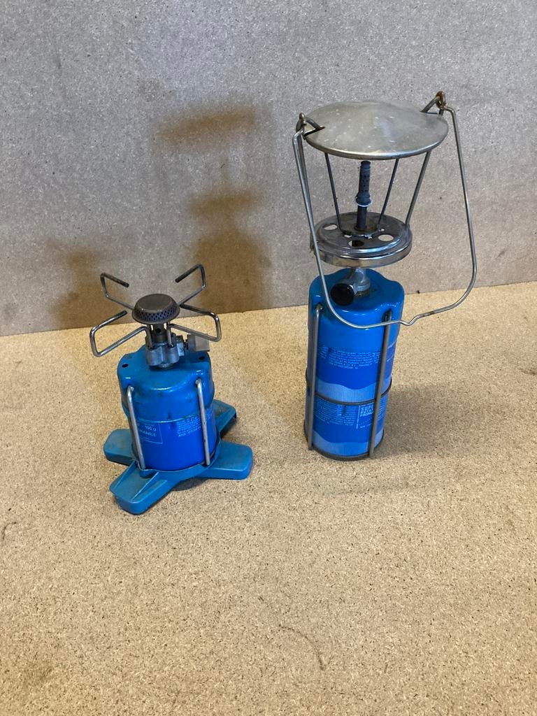 2 camping gaz toestellen gasbrander en gaslampje GLAS DEFECT, Ophalen of Verzenden, Gebruikt