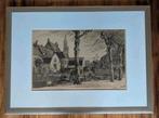 Ingelijste prent/ets Westsingel Amersfoort (ca. 1930-1940), Antiek en Kunst, Kunst | Etsen en Gravures, Ophalen
