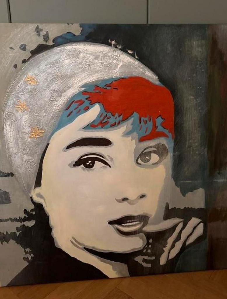 Audrey Hepburn Pop Art Schilderij, Ophalen of Verzenden