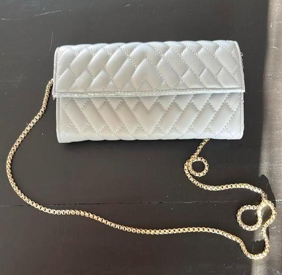 Tasje blauw/ grijs 20x12 cm, Sieraden, Tassen en Uiterlijk, Tassen | Damestassen, Ophalen of Verzenden, Zo goed als nieuw, Blauw