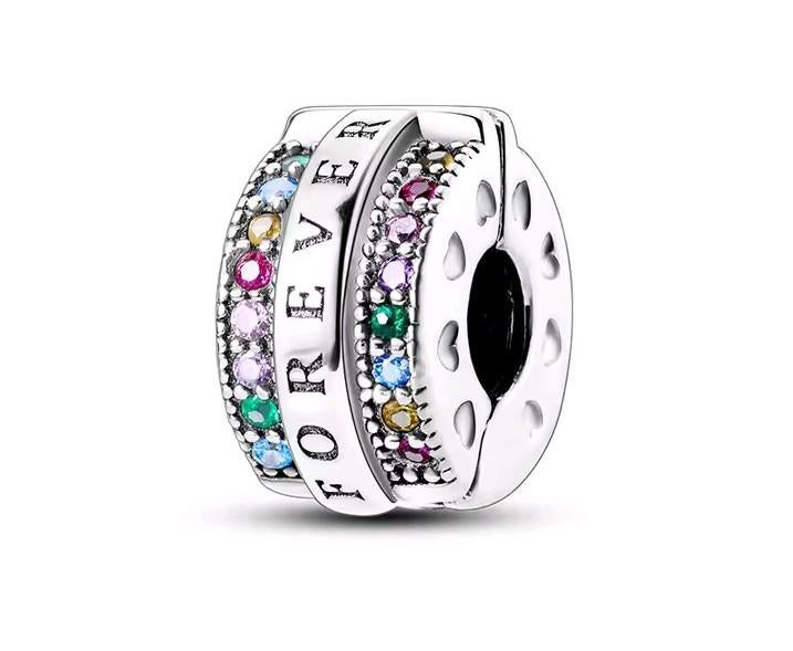 Bedel met gekleurde steentjes en 'FOREVER', Sieraden, Tassen en Uiterlijk, Bedels, Ophalen of Verzenden, Overige materialen, Overige merken