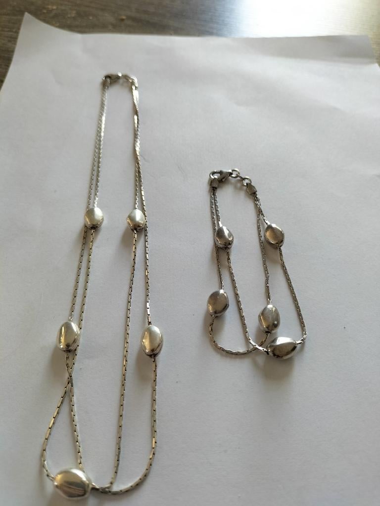 Prachtige antieke zilveren sieraden set., Verzenden, Zilver, Ketting