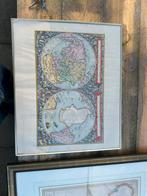 Antieke Wereldkaart: Noord- en Zuidpool, ingelijst, Voor 1800, Ophalen of Verzenden, Wereld, Landkaart