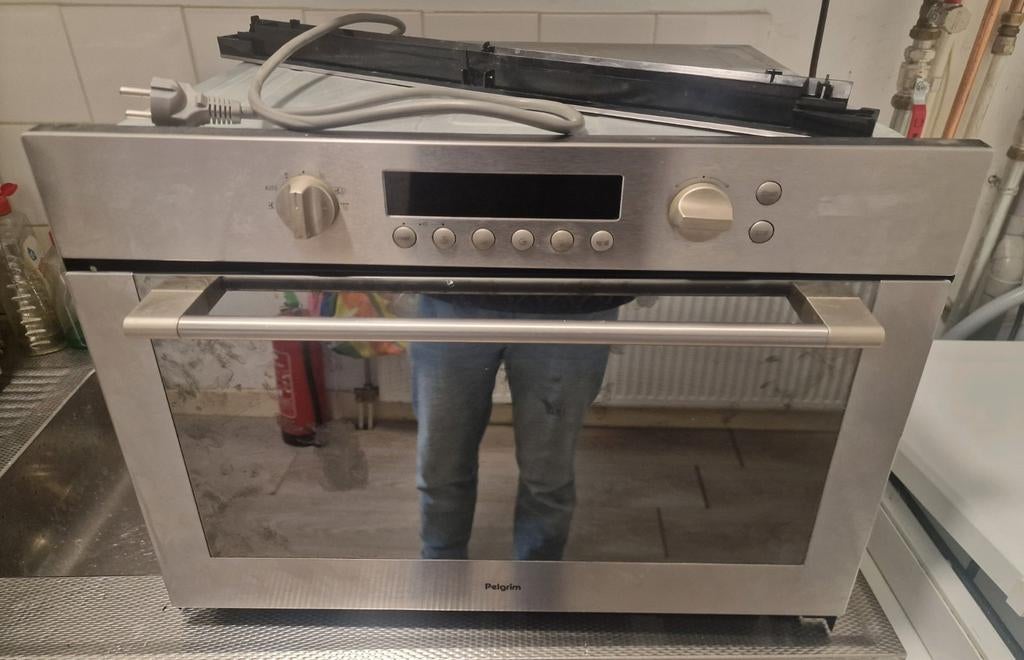Inbouw magnetron/hetelucht pelgrim MAG694RVS/P04 (REP. DEUR), Witgoed en Apparatuur, Ovens, Gebruikt, Inbouw, 45 tot 60 cm, Ophalen