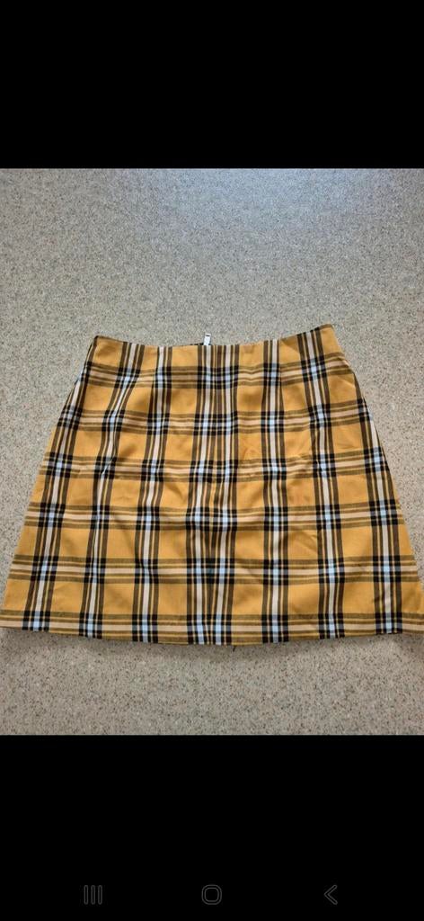 Stradivarius geruite rok met rits - Maat 38/40 (M), Maat 38/40 (M), Geel, Ophalen of Verzenden, Zo goed als nieuw