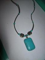 Ketting Zilverkleur en Fraaie Larimar Steen Hanger, Verzenden, Nieuw, Zilver, Steen of Mineraal