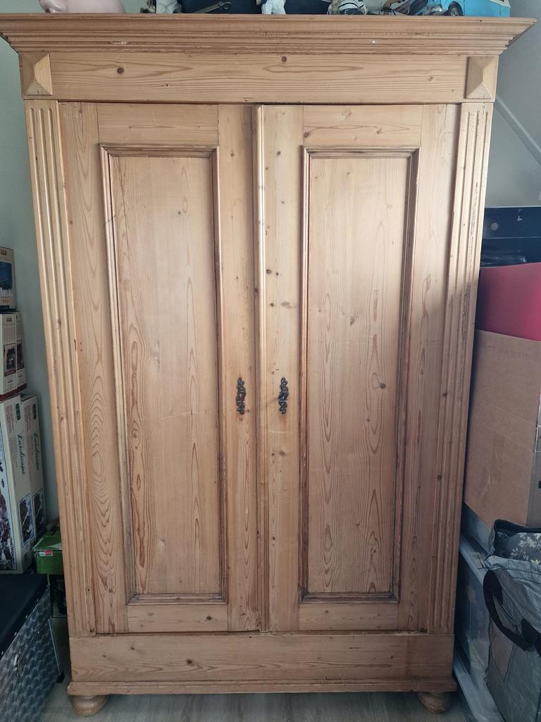 Antieke grenen kast met twee deuren, Antiek en Kunst, Antiek | Meubels | Kasten, Ophalen