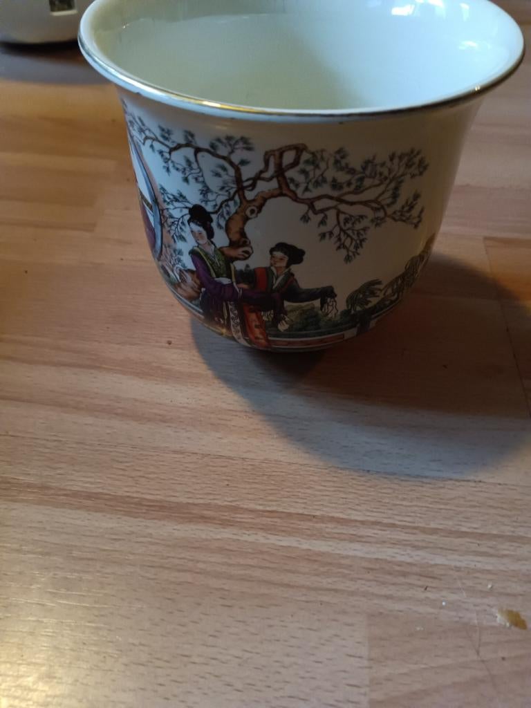 Decoratieve pot 16 cm met Oosterse afbeeldingen, Tuin en Terras, Ophalen, Gebruikt, Rond, Binnen