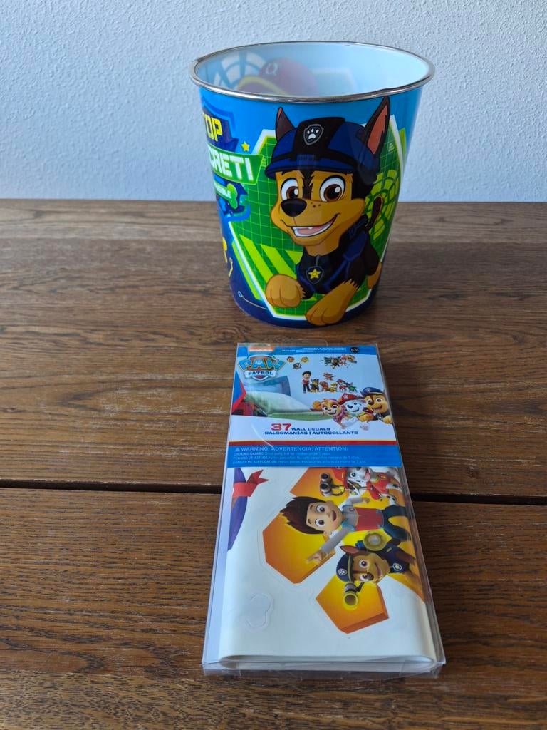 Paw Patrol prullenbak en muurstickers, Kinderen en Baby's, Kinderkamer | Inrichting en Decoratie, Ophalen of Verzenden, Nieuw