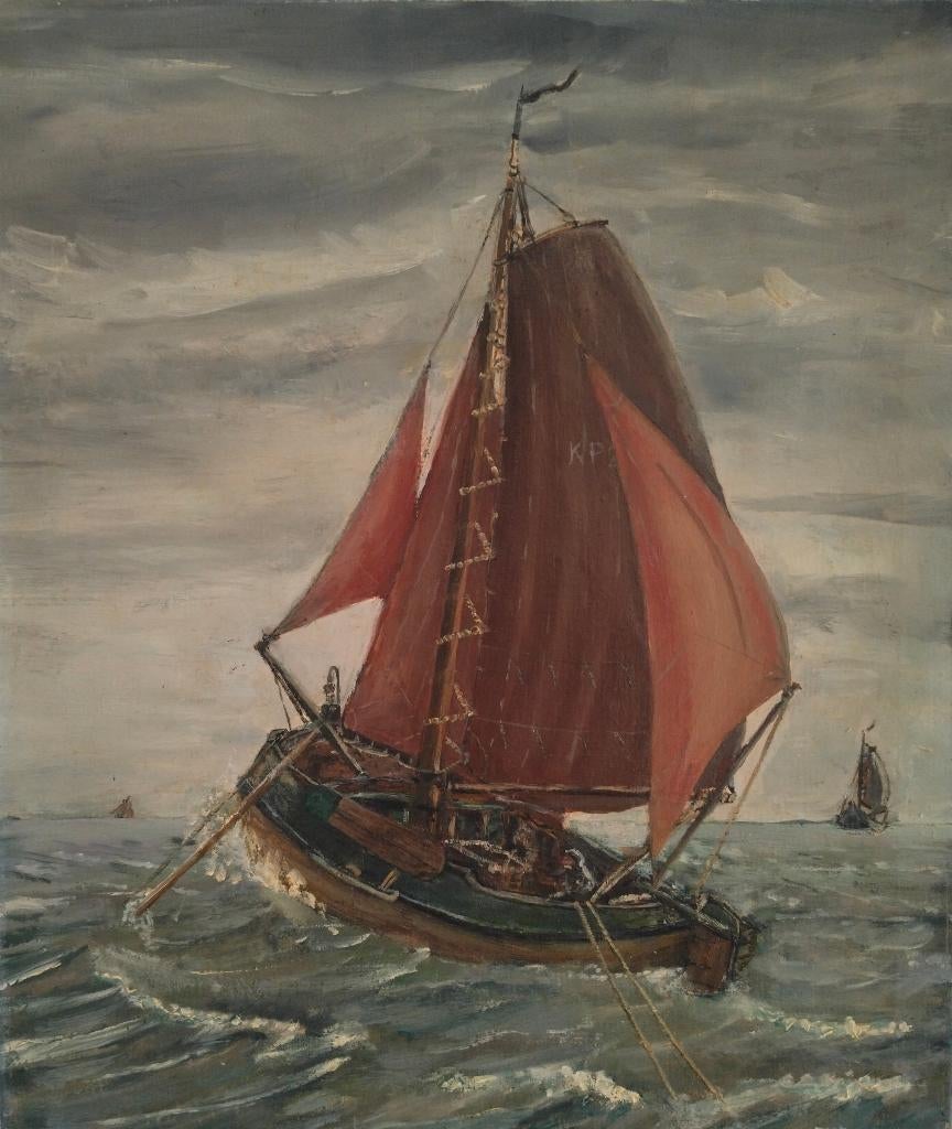 Olieverf schilderij Zeegezicht op doek, Ophalen of Verzenden