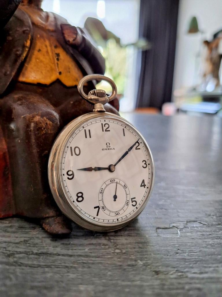Omega Pocket Watch, Sieraden, Tassen en Uiterlijk, Horloges | Antiek, Ophalen of Verzenden, Staal, Omega, 1930 tot 1960