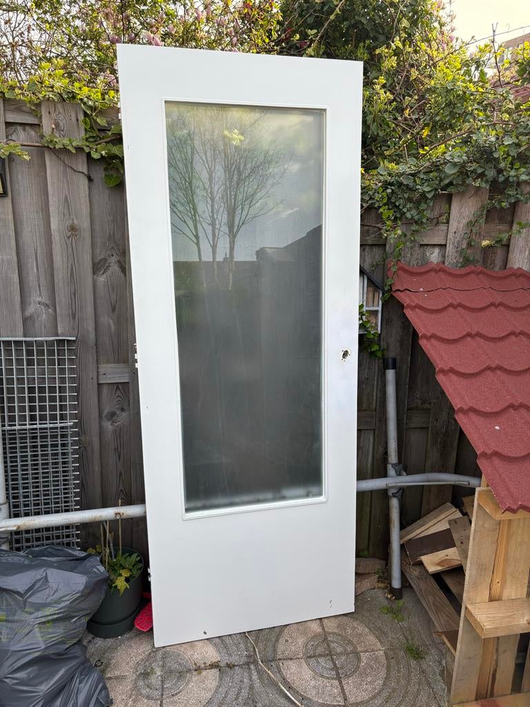 Binnendeur met matglas - 78x200cm, Ophalen, Gebruikt, Minder dan 80 cm, Binnendeur