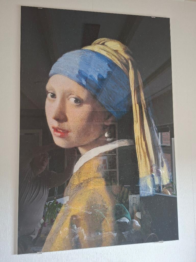 Meisje met de parel op glas, Huis en Inrichting, Ophalen, Overige typen, Zo goed als nieuw, 100 tot 125 cm