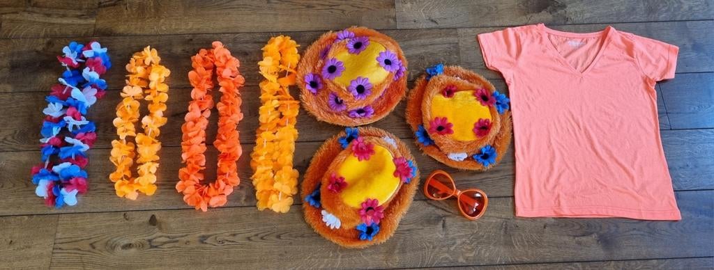 Koningsdag - Oranje shirt Hoed Bril Hawaislinger, Ophalen of Verzenden