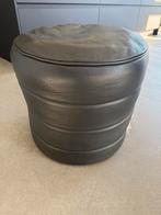 Zwarte leren Ricerdale poef ø 45 cm, Hoogte 46 cm, Huis en Inrichting, Ophalen, Minder dan 50 cm, Rond, Leer