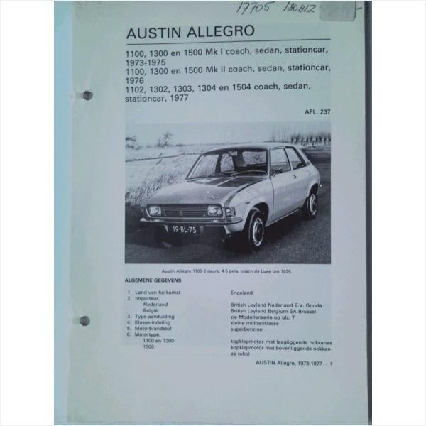 Austin Allegro Vraagbaak losbladig 1973-1977 #2 Nederlands, Boeken, Ophalen of Verzenden, Gelezen, Overige merken