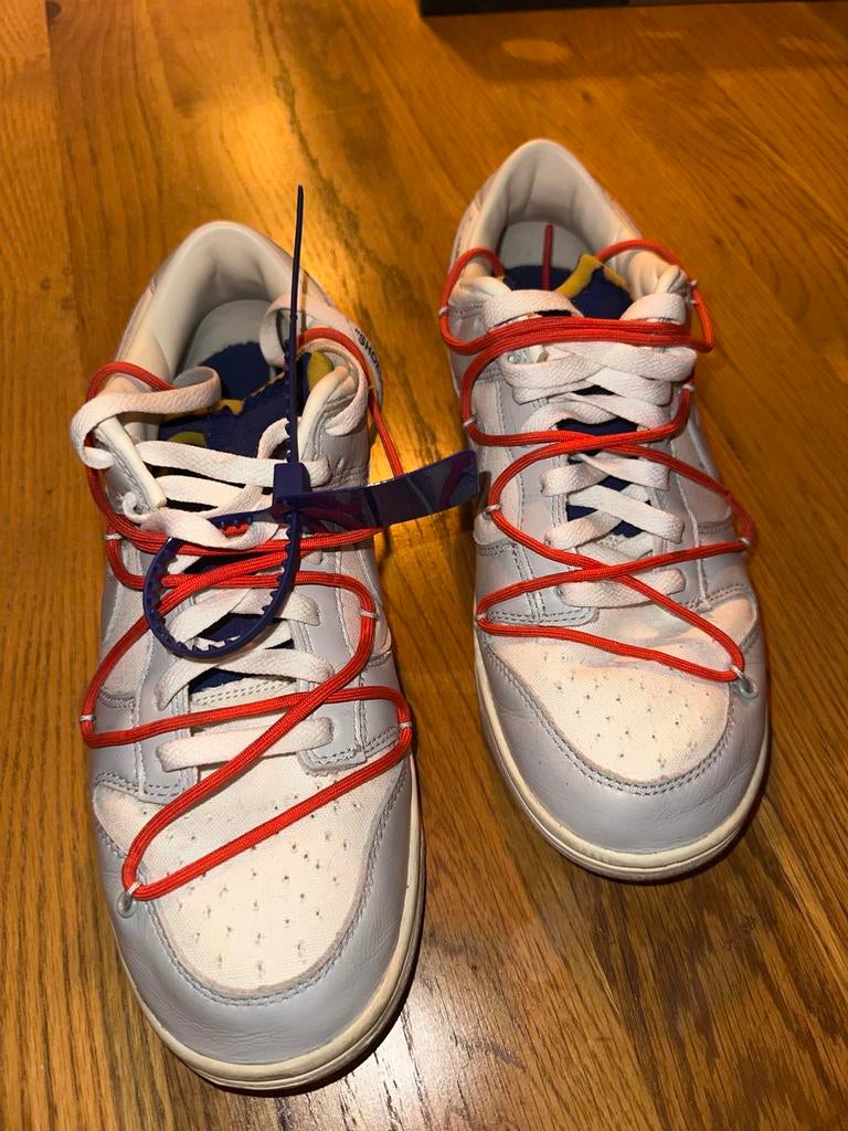 Nike Dunk Low Off-White Lot 17 - Maat 44, Ophalen, Zo goed als nieuw, Wit, Sneakers of Gympen