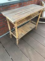Bamboe bijzettafel met twee planken, Ophalen, Gebruikt, Rechthoekig, Hout