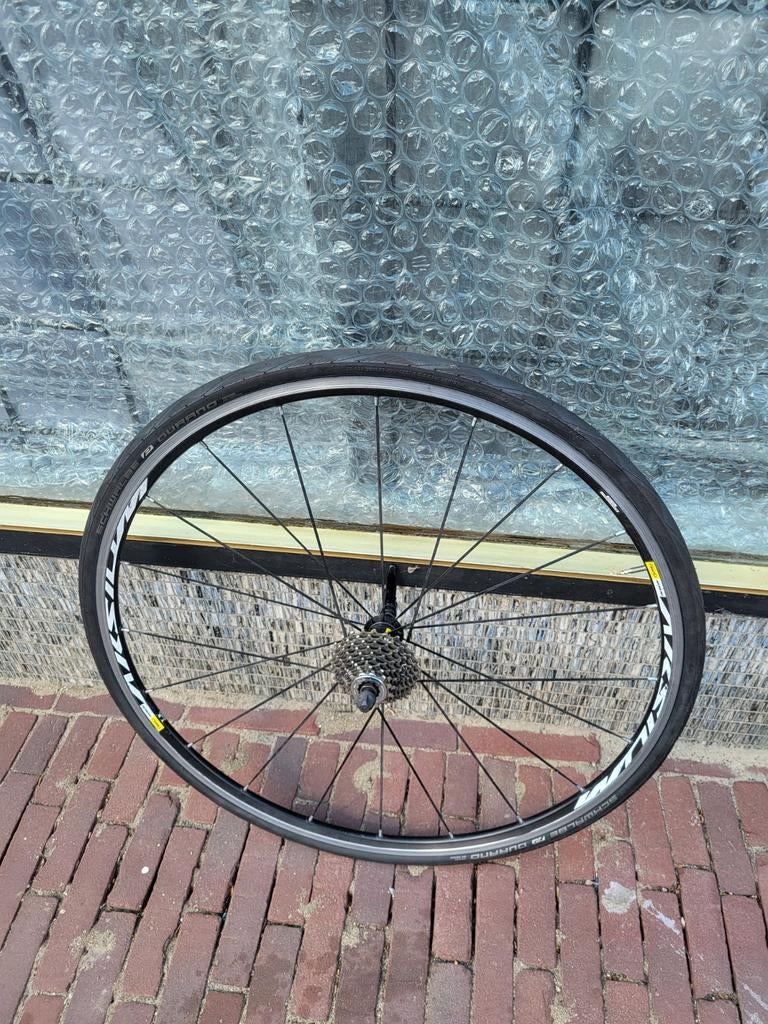 Mavic Aksium achterwiel velgrem 9 speed Shimano, Fietsen en Brommers, Fietsonderdelen, Wiel, Mavic, Gebruikt, Mavic