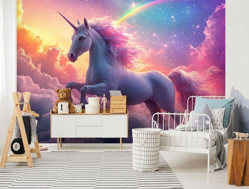 Fotobehang / Behang - Meisjeskamer - Unicorn Droomwereld, Unicorn, Verzenden, Minder dan 10 m², Fotobehangkoning.nl