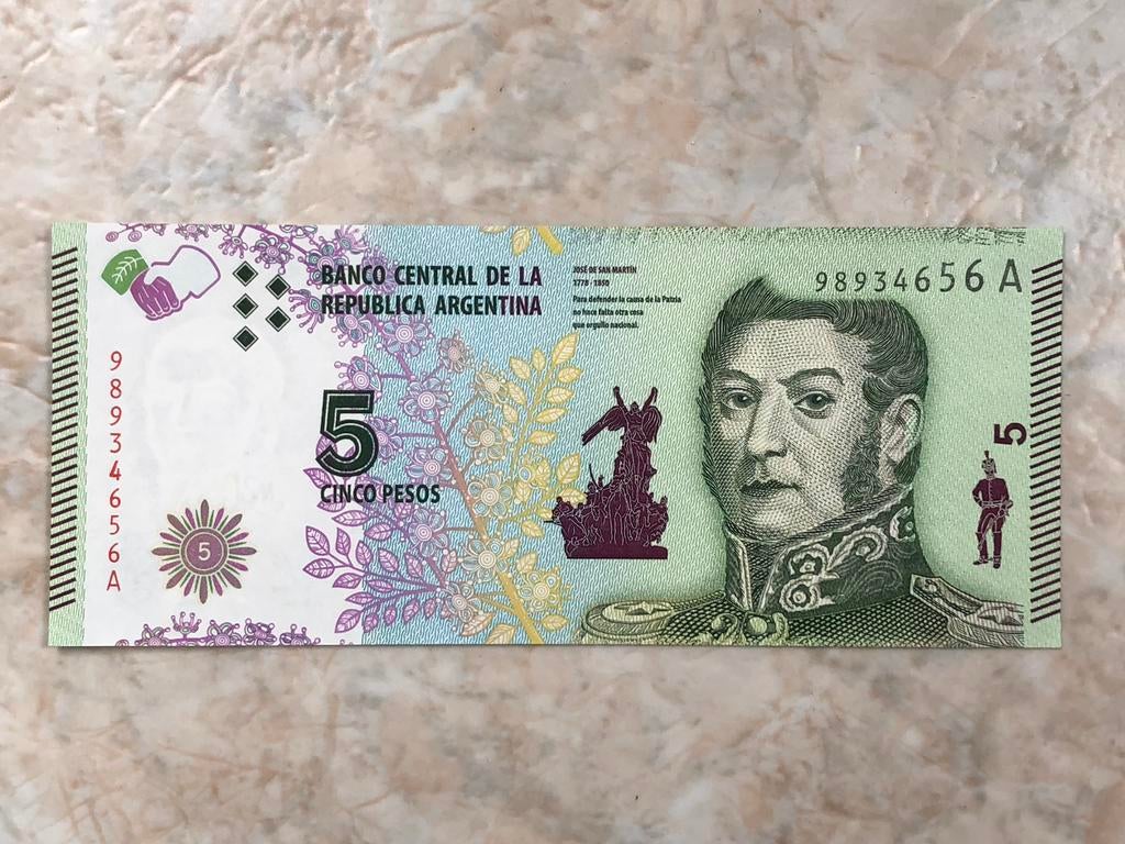 5 pesos 2015, Argentinië., Verzenden, Zuid-Amerika, Los biljet
