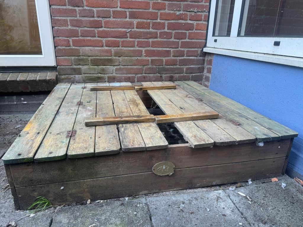 GRATIS houten zandbak, Ophalen, Gebruikt