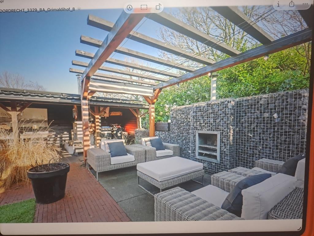 Grote stoere loungeset met 4 stoelen en salontafel, Tuin en Terras, Tuinsets en Loungesets, Gebruikt, Loungeset, Wicker, 4 zitplaatsen