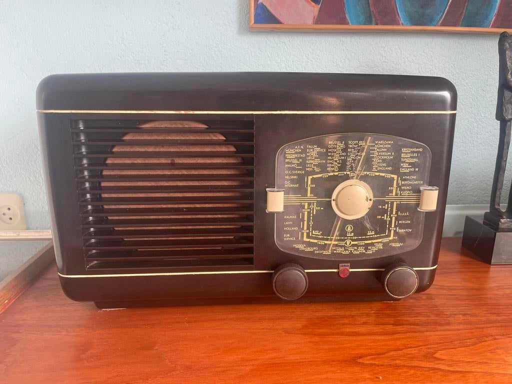 Philips BX380A buizenradio uit 1948 - Vintage Radio, Ophalen of Verzenden