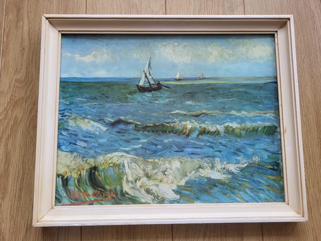 Zeegezicht bij Les Saintes-Maries-de-la-Mer namaak Van Gogh, Antiek en Kunst, Kunst | Schilderijen | Klassiek, Ophalen