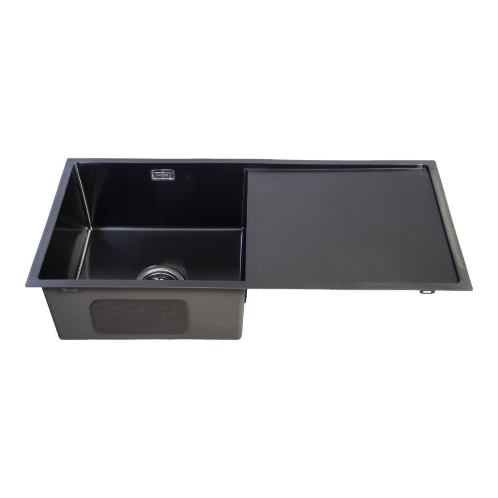 Spoelbak met afdruipgedeelte | Gootsteen | 87x44x20 | Zwart, Zwart, 25 tot 50 cm, Nieuw, Lendo Online