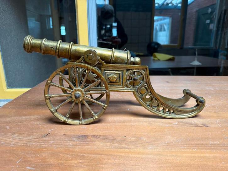 Vintage messing kanon - decoratief miniatuur kanon, Antiek en Kunst, Antiek | Overige Antiek, Ophalen of Verzenden