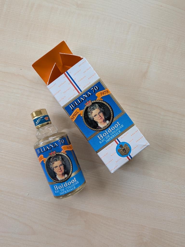 Ongebruikte Boldoot Eau de cologne Juliana 70 jaar, Ophalen of Verzenden, Zo goed als nieuw, Parfumfles, Gevuld