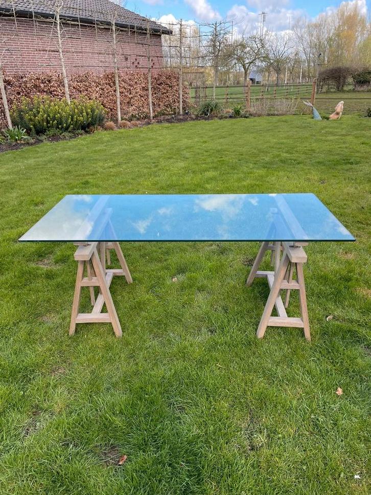 Glazen tafel Eichholtz, Huis en Inrichting, Tafels | Eettafels, 50 tot 100 cm, 150 tot 200 cm, Rechthoekig, Glas, Ophalen of Verzenden